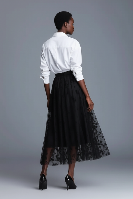 Jupe Patineuse Longue Florale Élégante