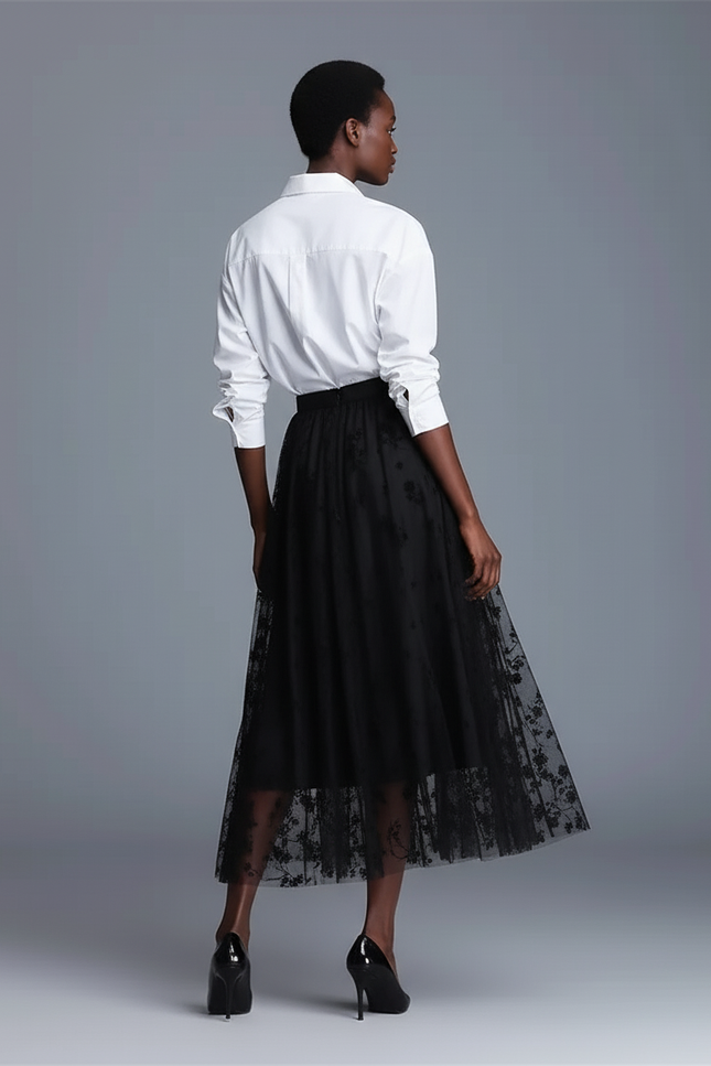 Jupe Patineuse Longue Florale Élégante