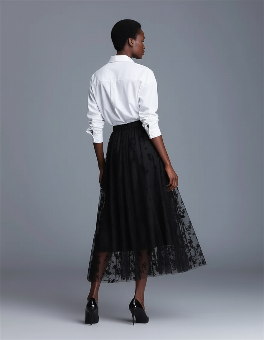 Jupe Patineuse Longue Florale Élégante