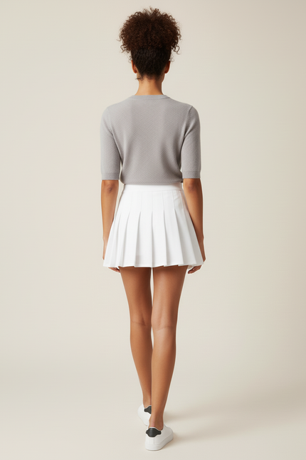 Jupe Patineuse Blanche Plissée Chic Délicate