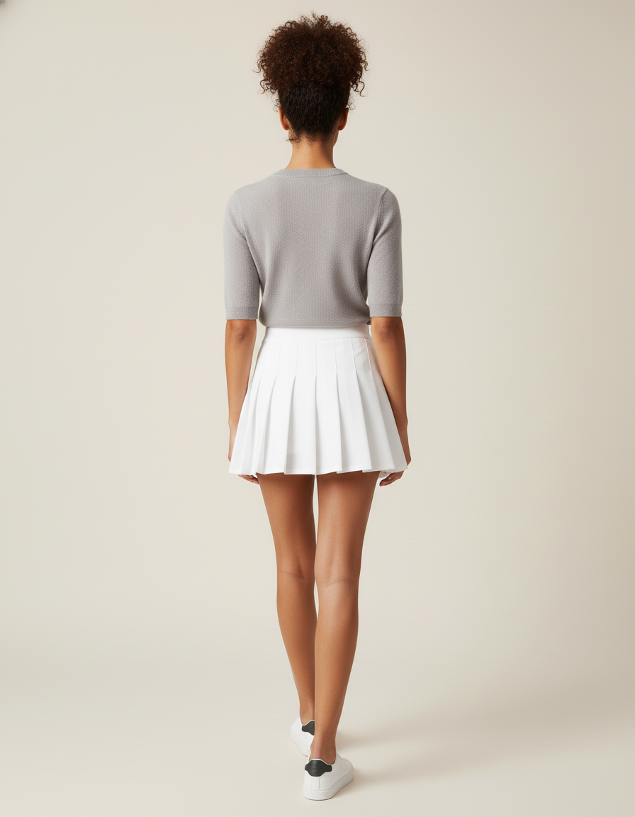 Jupe Patineuse Blanche Plissée Chic Délicate