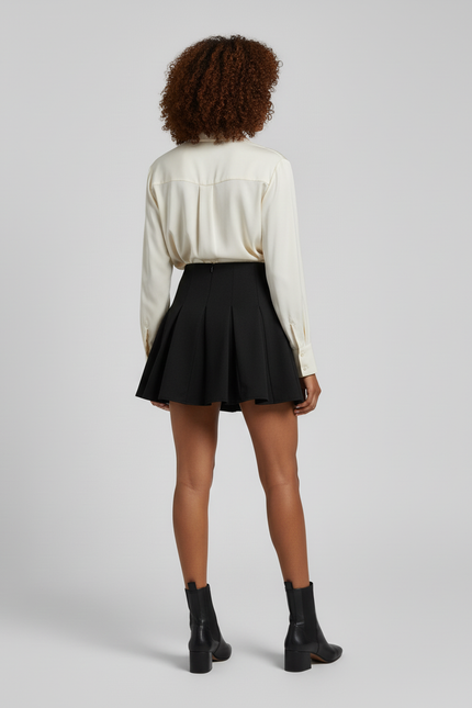 Jupe Patineuse Noire Plissée Chic Tendance Moderne