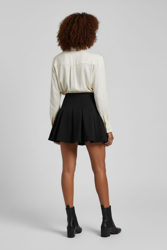 Jupe Patineuse Noire Plissée Chic Tendance Moderne
