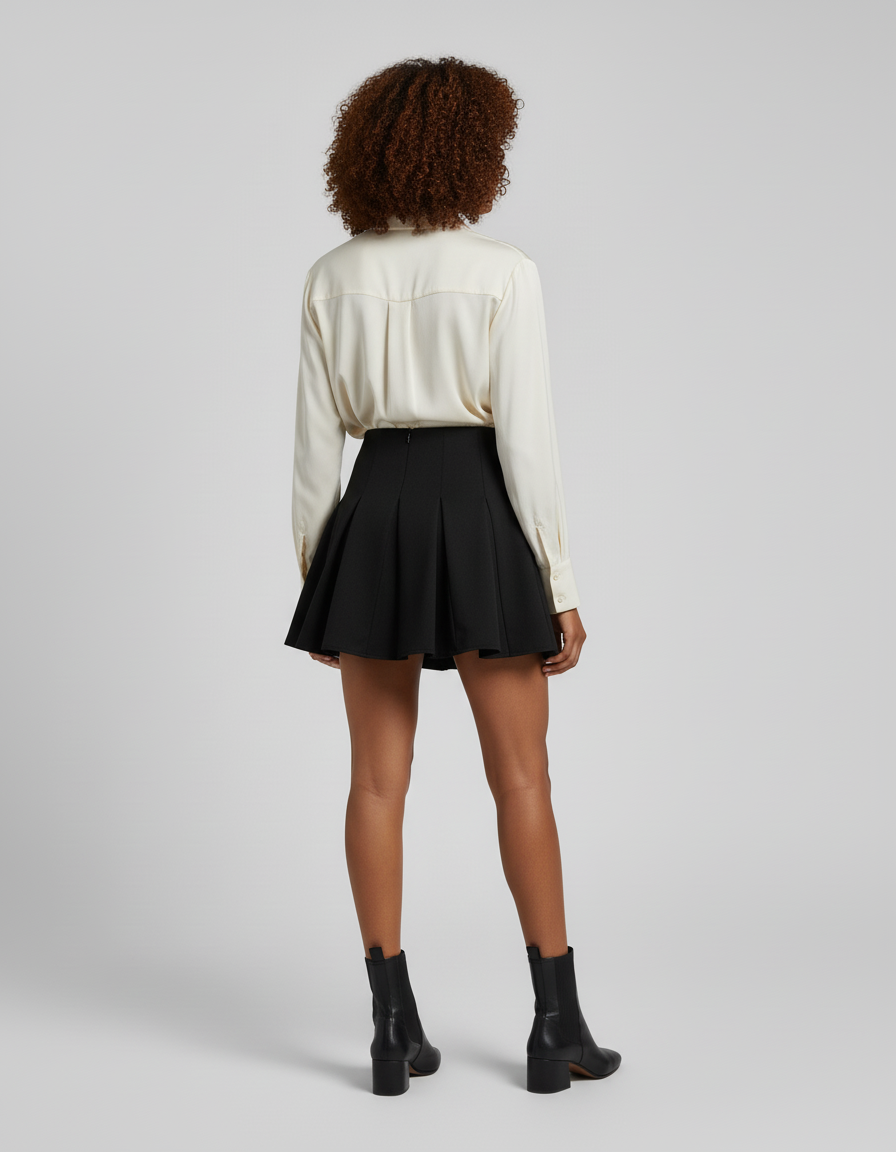 Jupe Patineuse Noire Plissée Chic Tendance Moderne