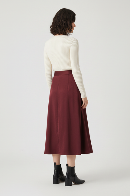 Jupe Patineuse Bordeaux Satinée Élégante