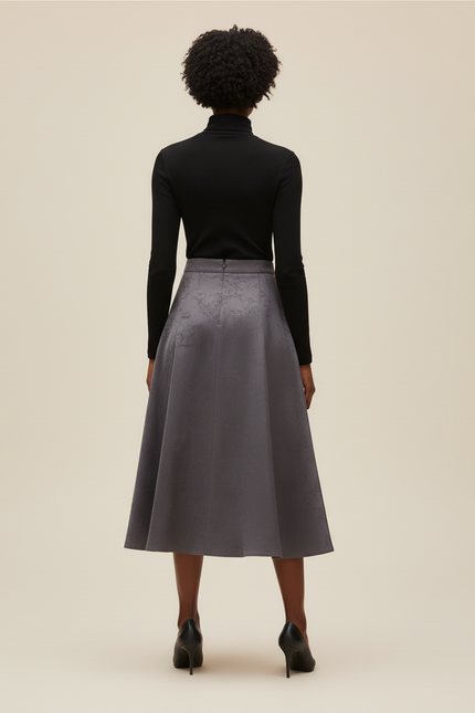 Jupe Patineuse Grise Midi Élégante