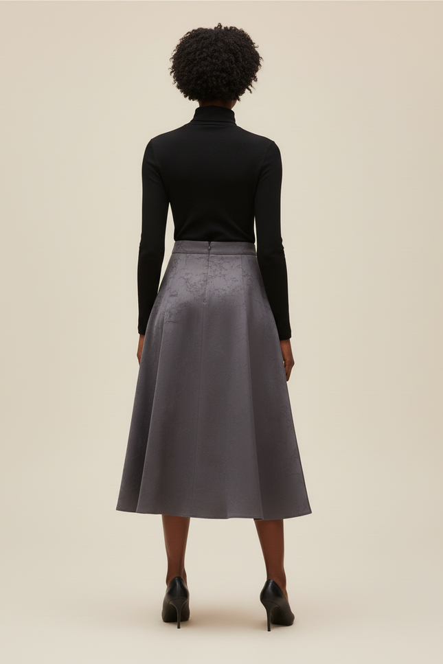 Jupe Patineuse Grise Midi Élégante