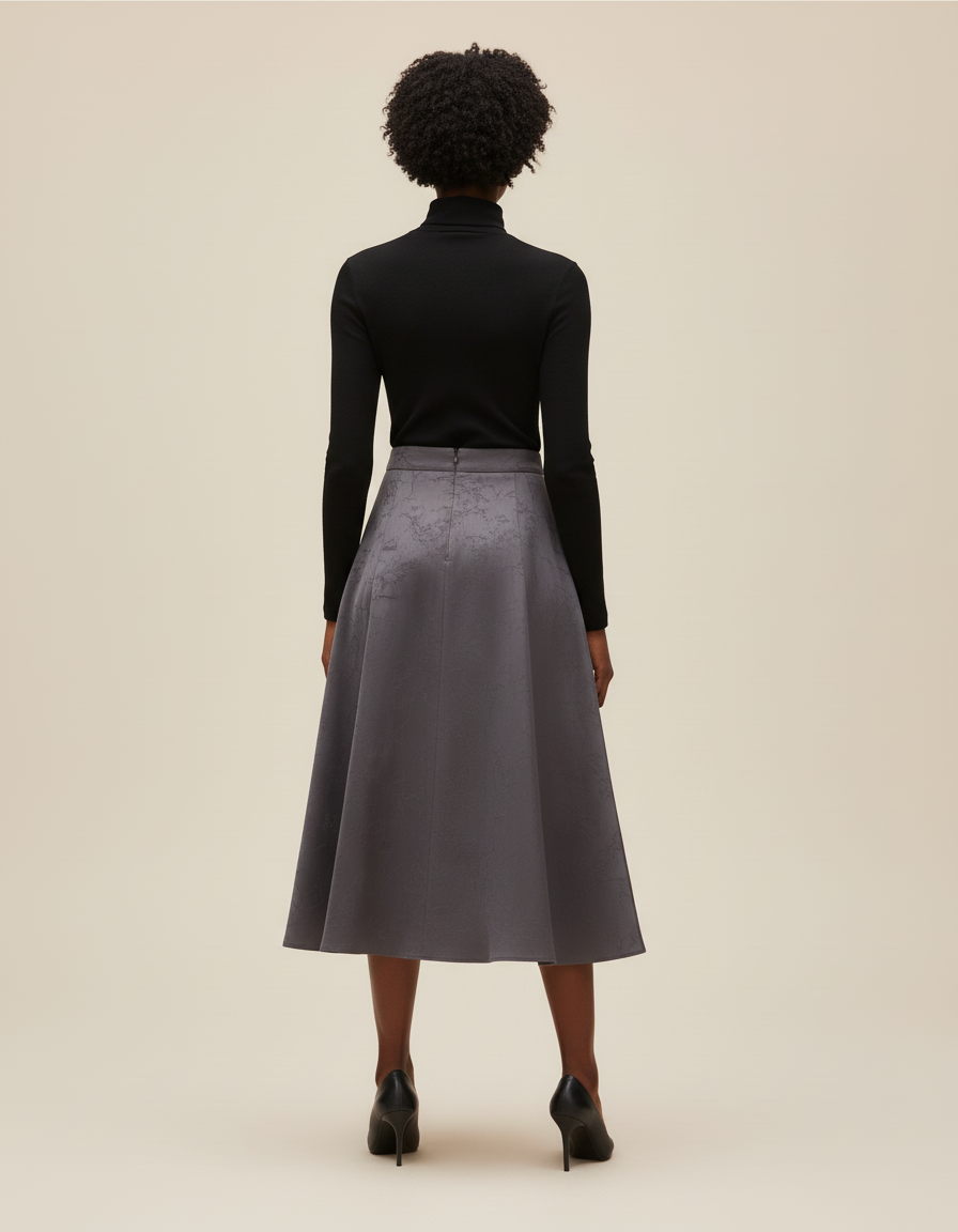 Jupe Patineuse Grise Midi Élégante