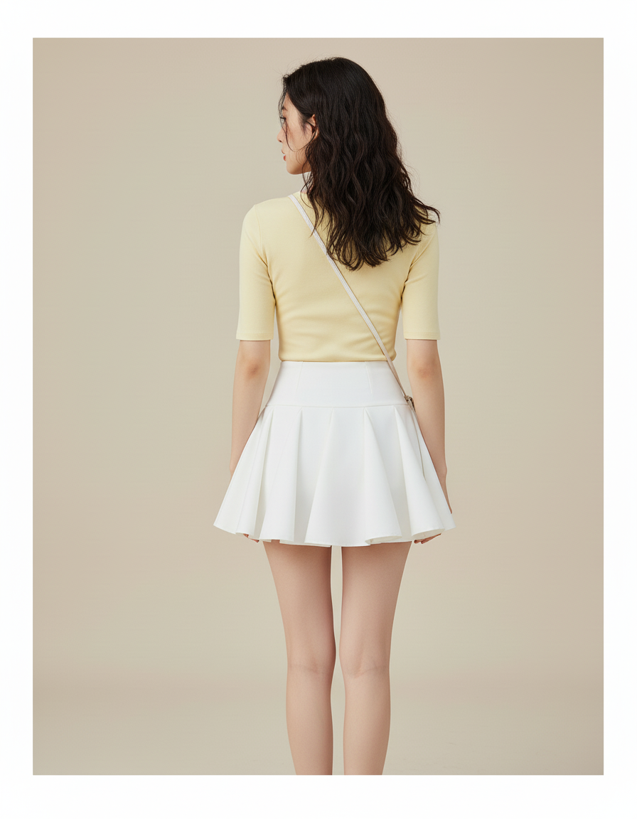 Jupe Patineuse Blanche Plissée Chic Lumineuse Délicate