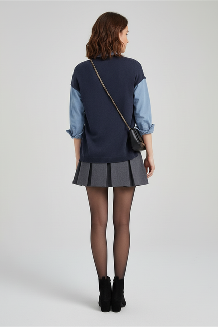 Jupe Patineuse Grise Plissée Élégante Sophistiquée