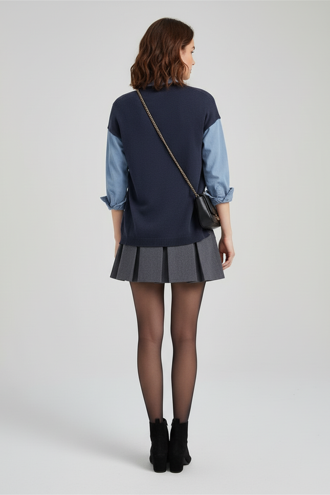 Jupe Patineuse Grise Plissée Élégante Sophistiquée