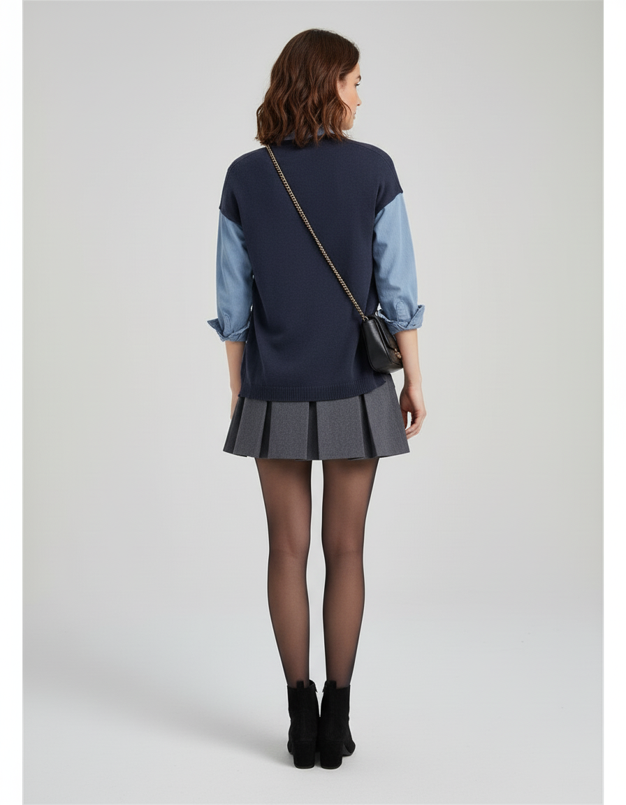 Jupe Patineuse Grise Plissée Élégante Sophistiquée