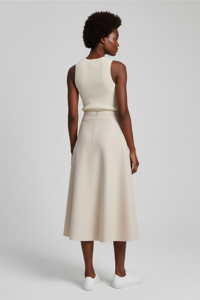 Jupe Patineuse Crème Suède Élégante