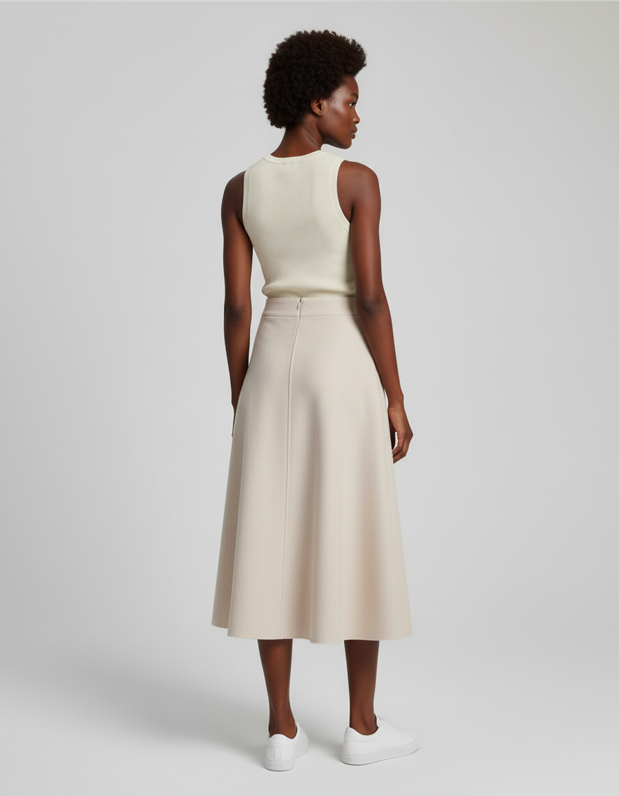 Jupe Patineuse Crème Suède Élégante