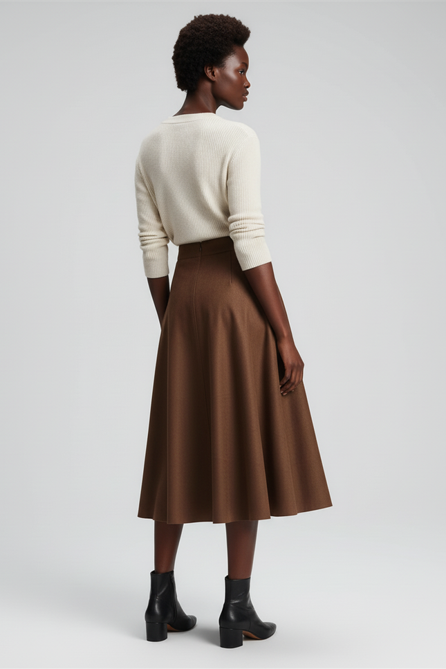 Jupe Patineuse Marron Daim Élégante