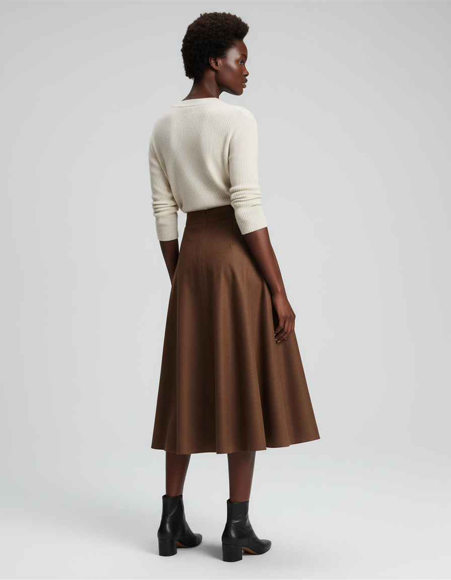 Jupe Patineuse Marron Daim Élégante