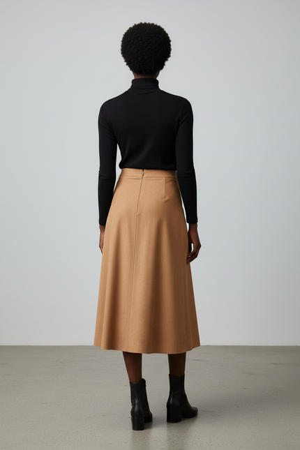 Jupe Patineuse Camel Suède Élégante