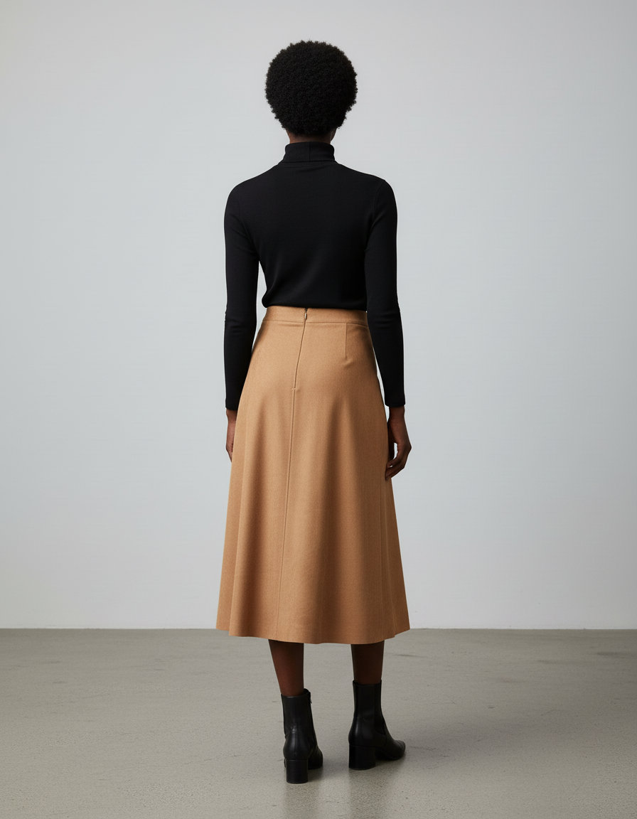 Jupe Patineuse Camel Suède Élégante