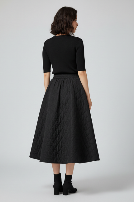 Jupe Patineuse Noire Mi Longue