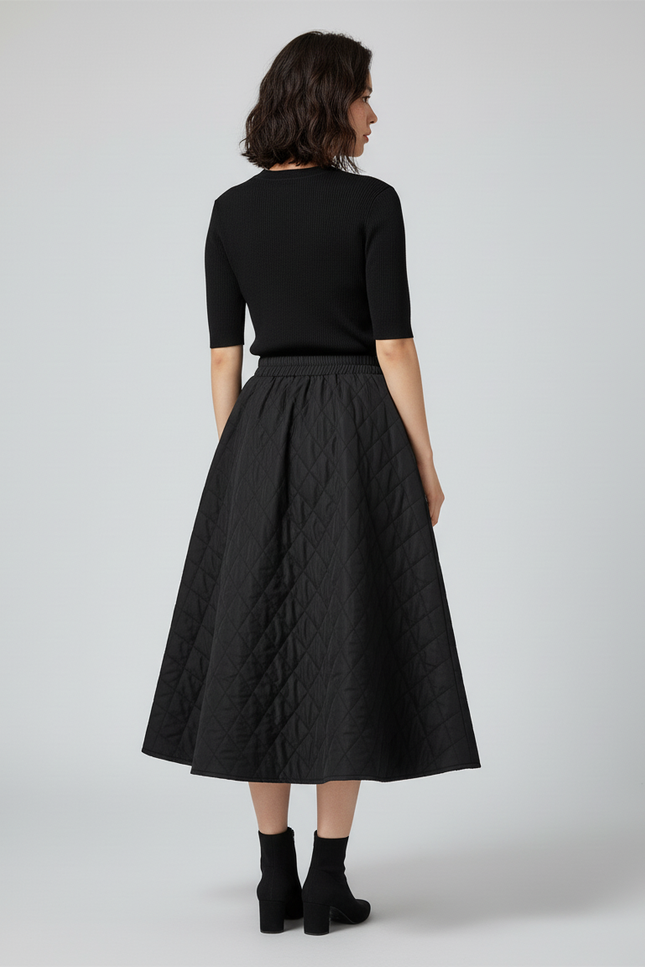 Jupe Patineuse Noire Mi Longue