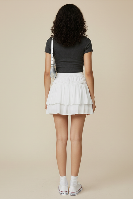 Jupe Patineuse Blanche Volants Fluide