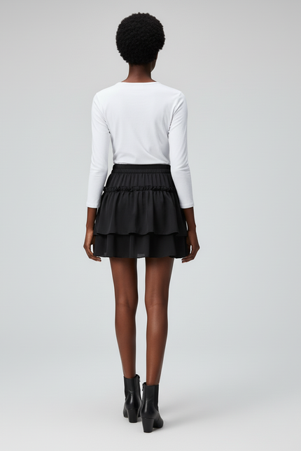 Jupe Patineuse Noire Chic À Volants
