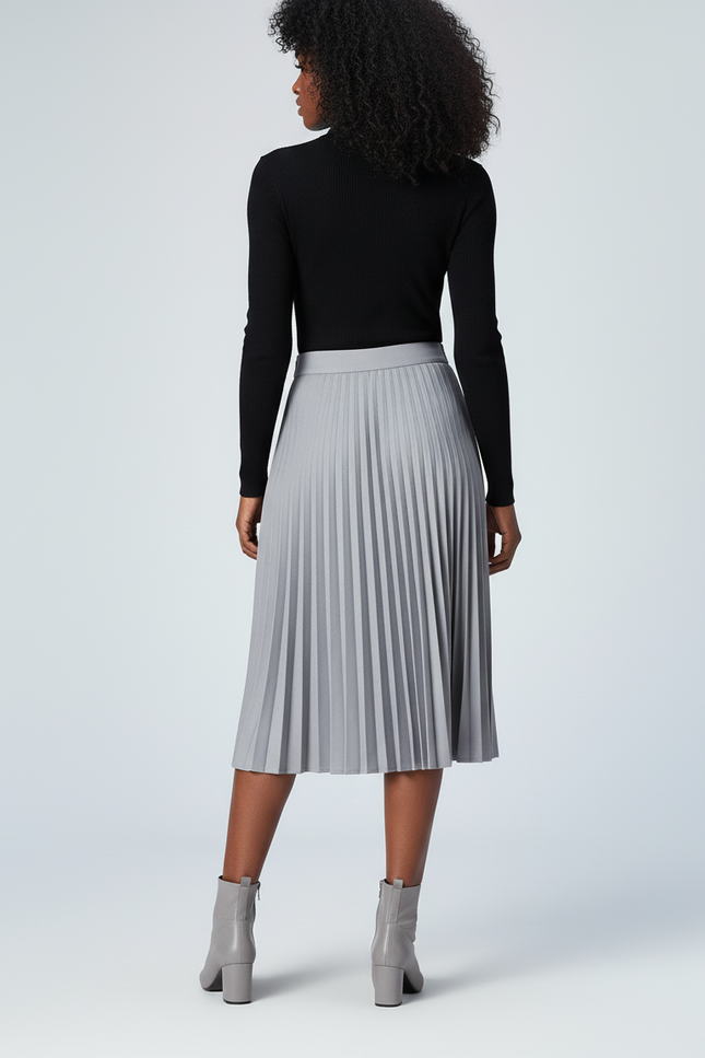 Jupe Patineuse Grise Plissée Chic