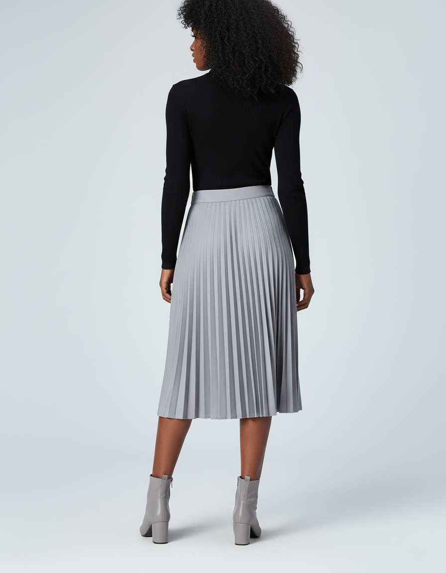 Jupe Patineuse Grise Plissée Chic