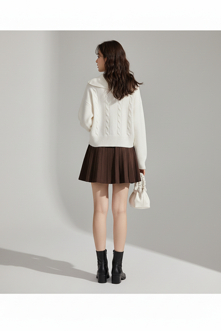 Jupe Patineuse Plissée Tricotée Décontractée