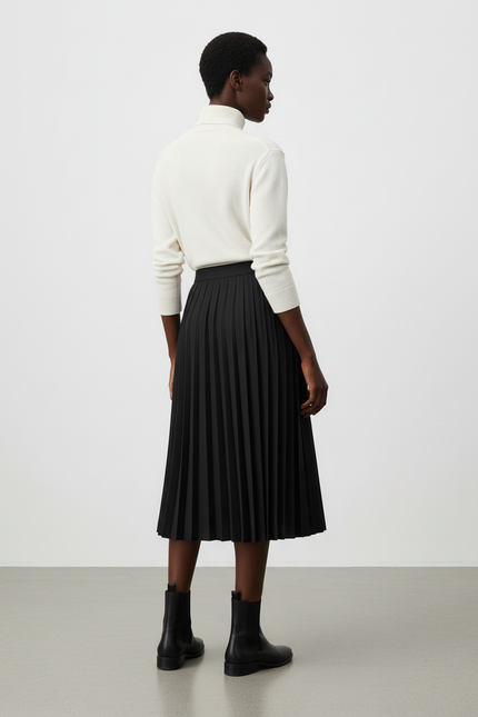 Jupe Patineuse Plissée Midi Élégante