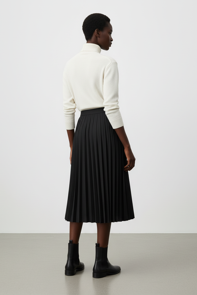 Jupe Patineuse Plissée Midi Élégante