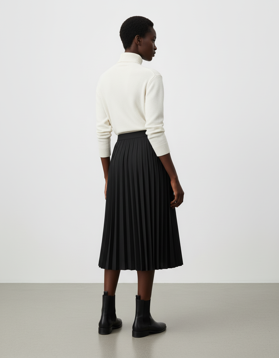 Jupe Patineuse Plissée Midi Élégante