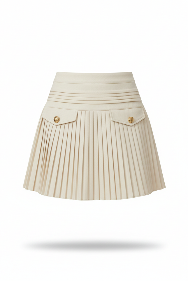 Jupe Patineuse Crème Plissée Élégante