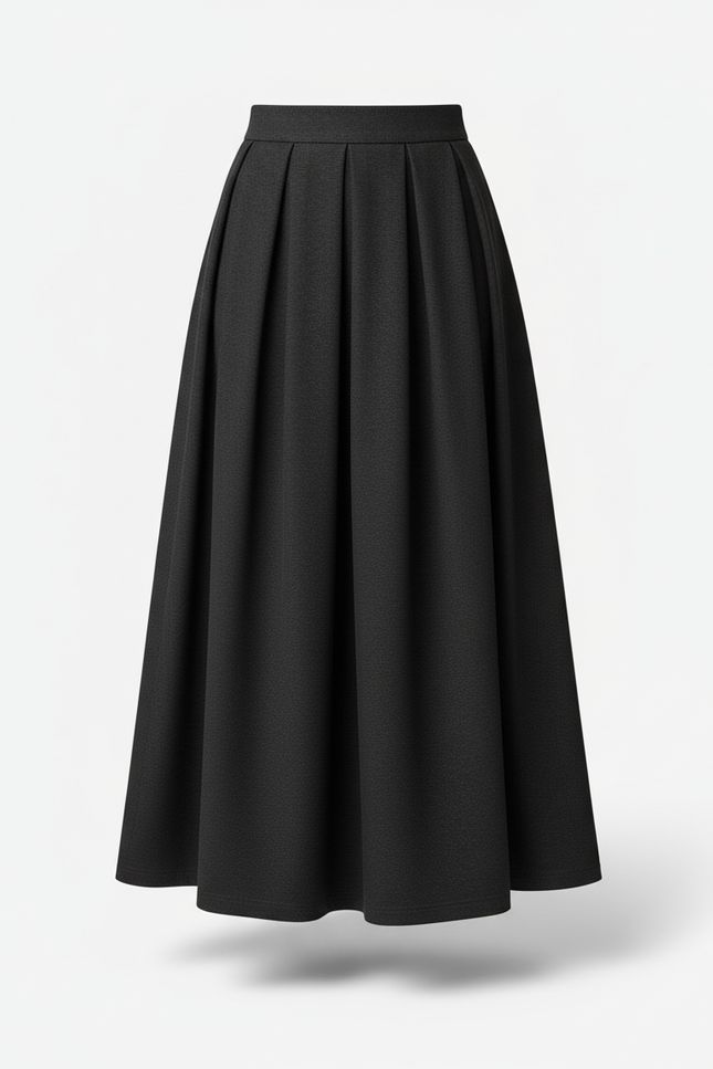 Jupe Patineuse Noire Plissée Élégante