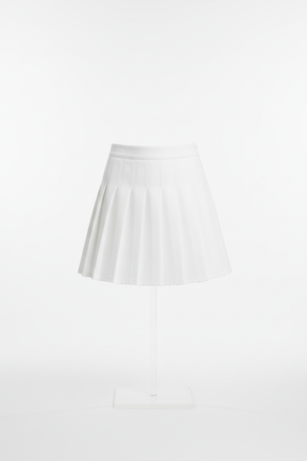 Jupe Patineuse Blanche Plissée Mini