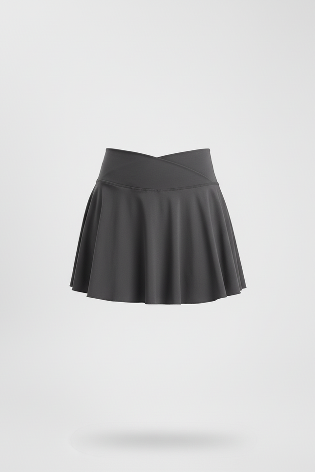 Jupe Patineuse Évasée Taille Croisée Fluide