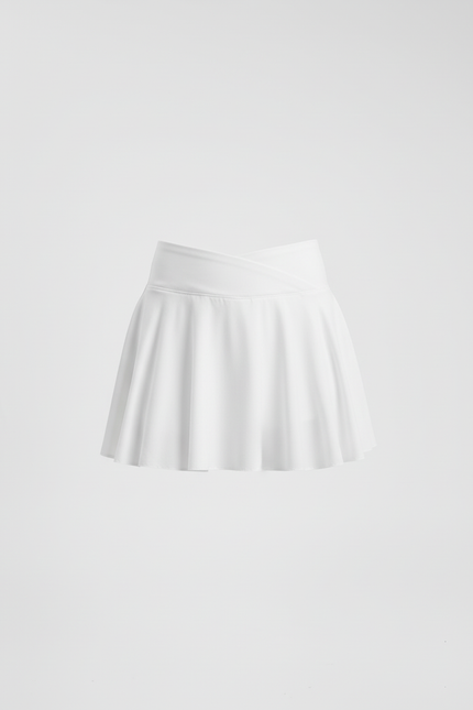 Jupe Patineuse Blanche Taille Croisée Fluide