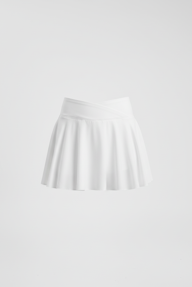 Jupe Patineuse Blanche Taille Croisée Fluide