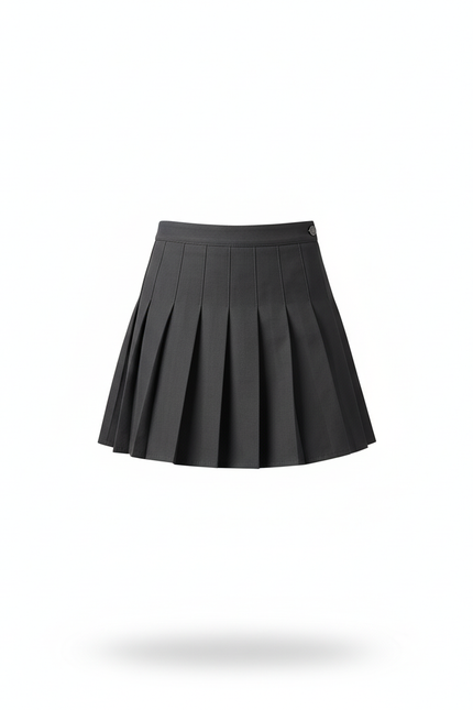 Jupe Patineuse Gris Foncé Plissée Mini