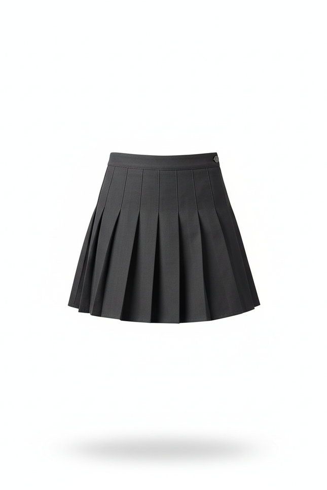 Jupe Patineuse Gris Foncé Plissée Mini
