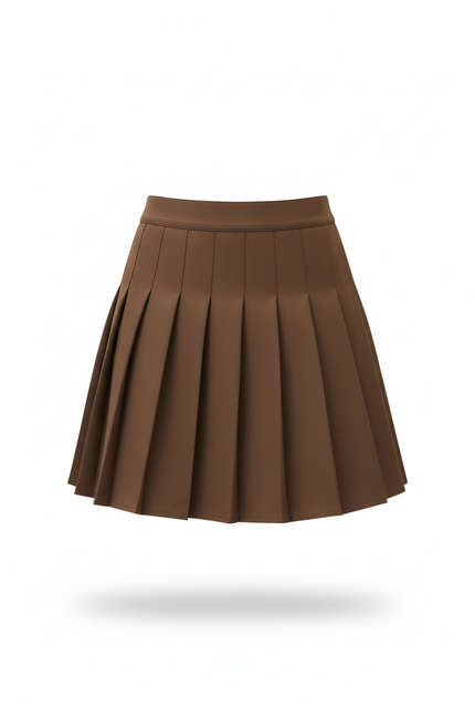 Jupe Patineuse Marron Plissée Chic Chaleureuse