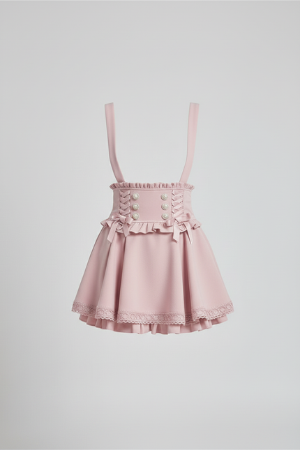 Jupe Patineuse Rose À Bretelles Chic