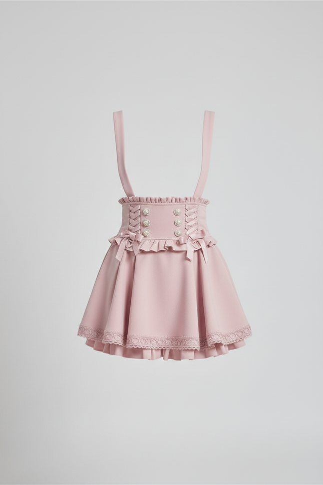 Jupe Patineuse Rose À Bretelles Chic