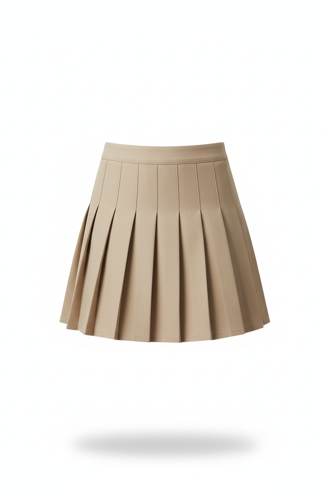 Jupe Patineuse Beige Plissée Chic