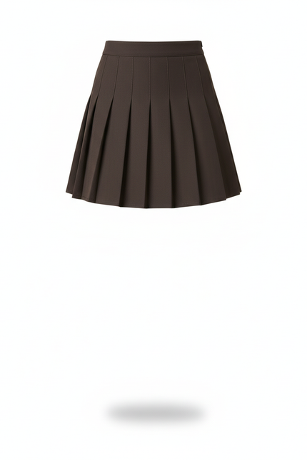 Jupe Patineuse Marron Plissée Chic Élégante