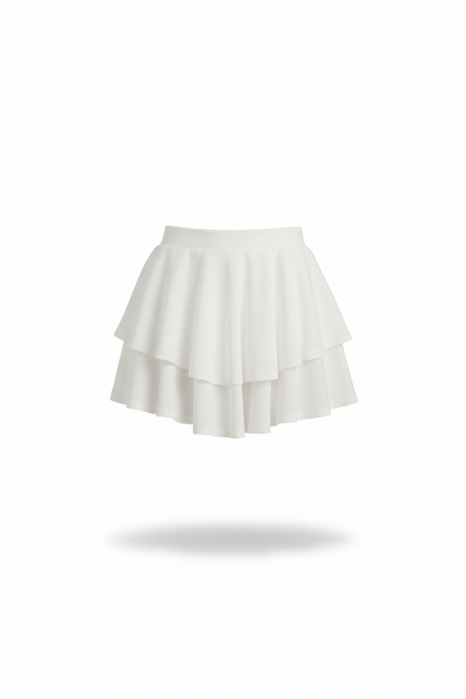 Jupe Patineuse Blanche À Volants Élégante