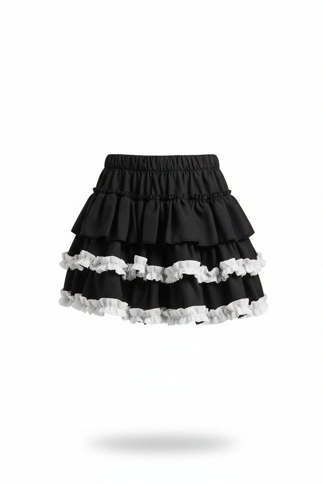 Jupe Patineuse À Volants Blancs Chic