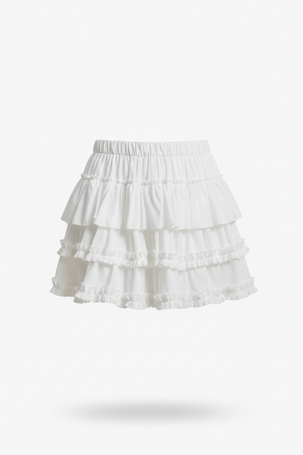 Jupe Patineuse Blanche Volantée Chic