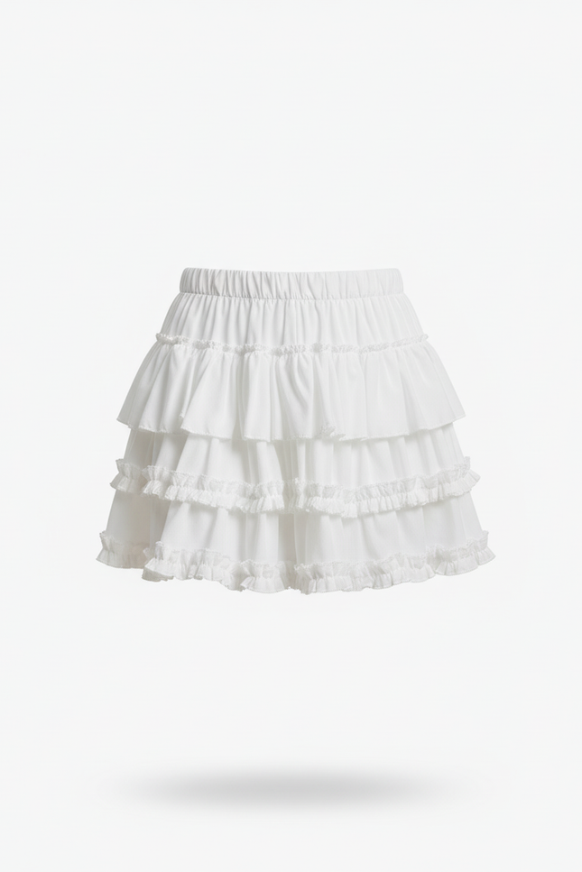 Jupe Patineuse Blanche Volantée Chic