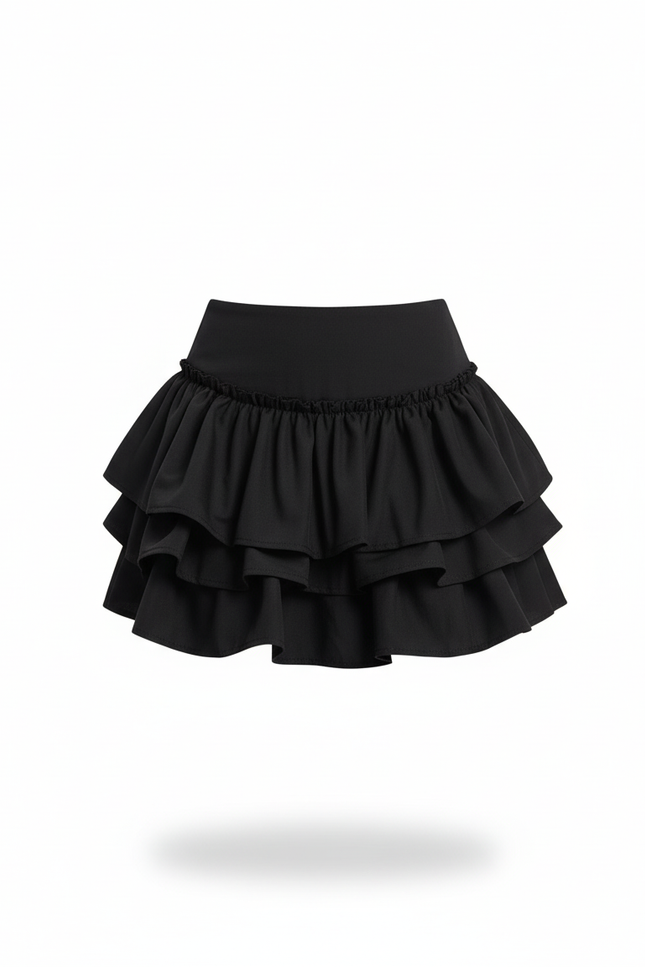 Jupe Patineuse Noire Volants Chic